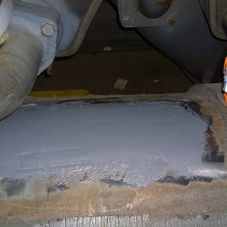Uszkodzony pod wpływem korozji obszar odbudowany z użyciem materiału Belzona 1212