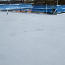 Połać dachu zabezpieczona zimą przy pomocy materiału Belzona 3111 (Flexible Membrane)