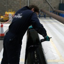 Po utwardzeniu zastosowano jedną warstwę elastomeru Belzona 2141 (ACR-Fluid Elastomer)